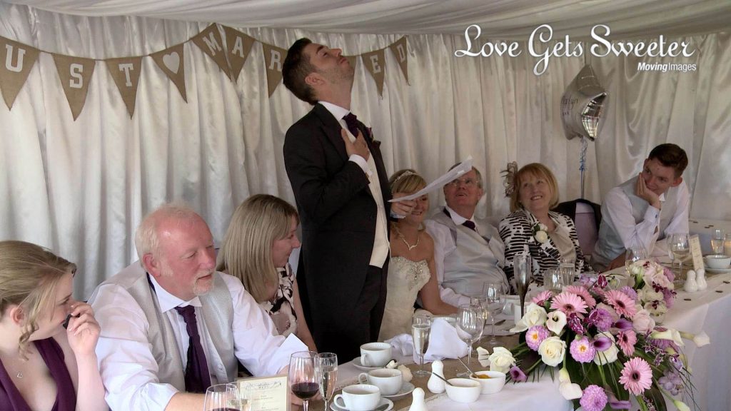 groom fighting back tears during speech Malkins Bank Golf Club wedding