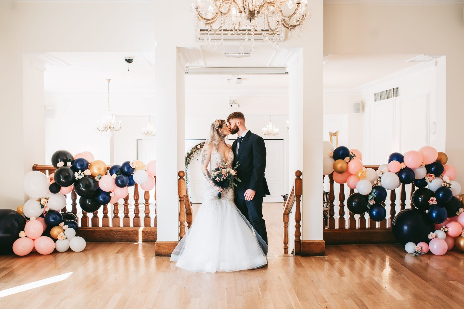 wide photo of west tower wedding lancashire