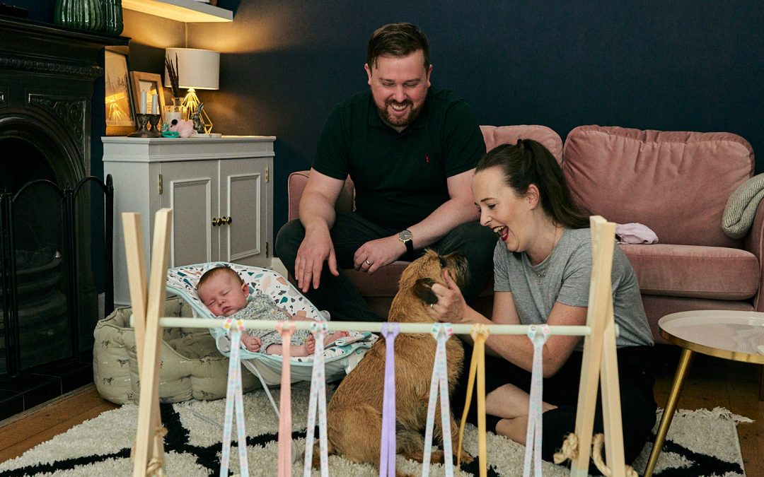 natural family portrait in wigan with newborn