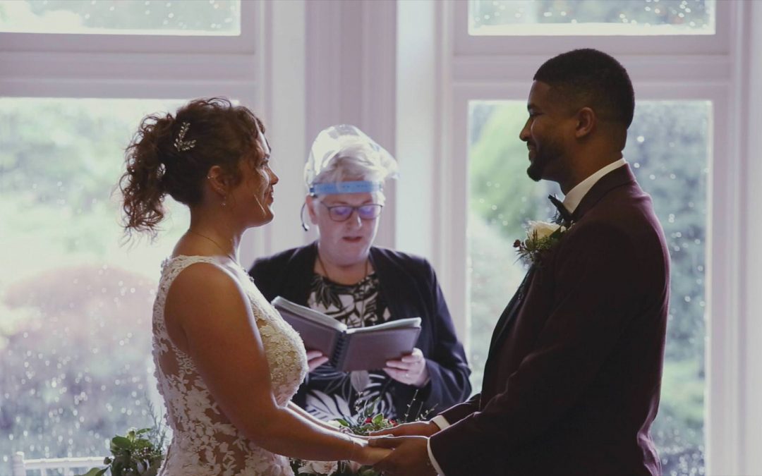 bride and groom say vows during Preston Covid ceremony