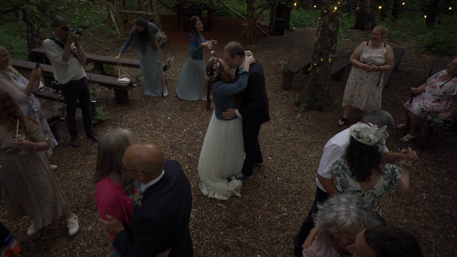 outdoor first dance at Cheshire Woodland weddings