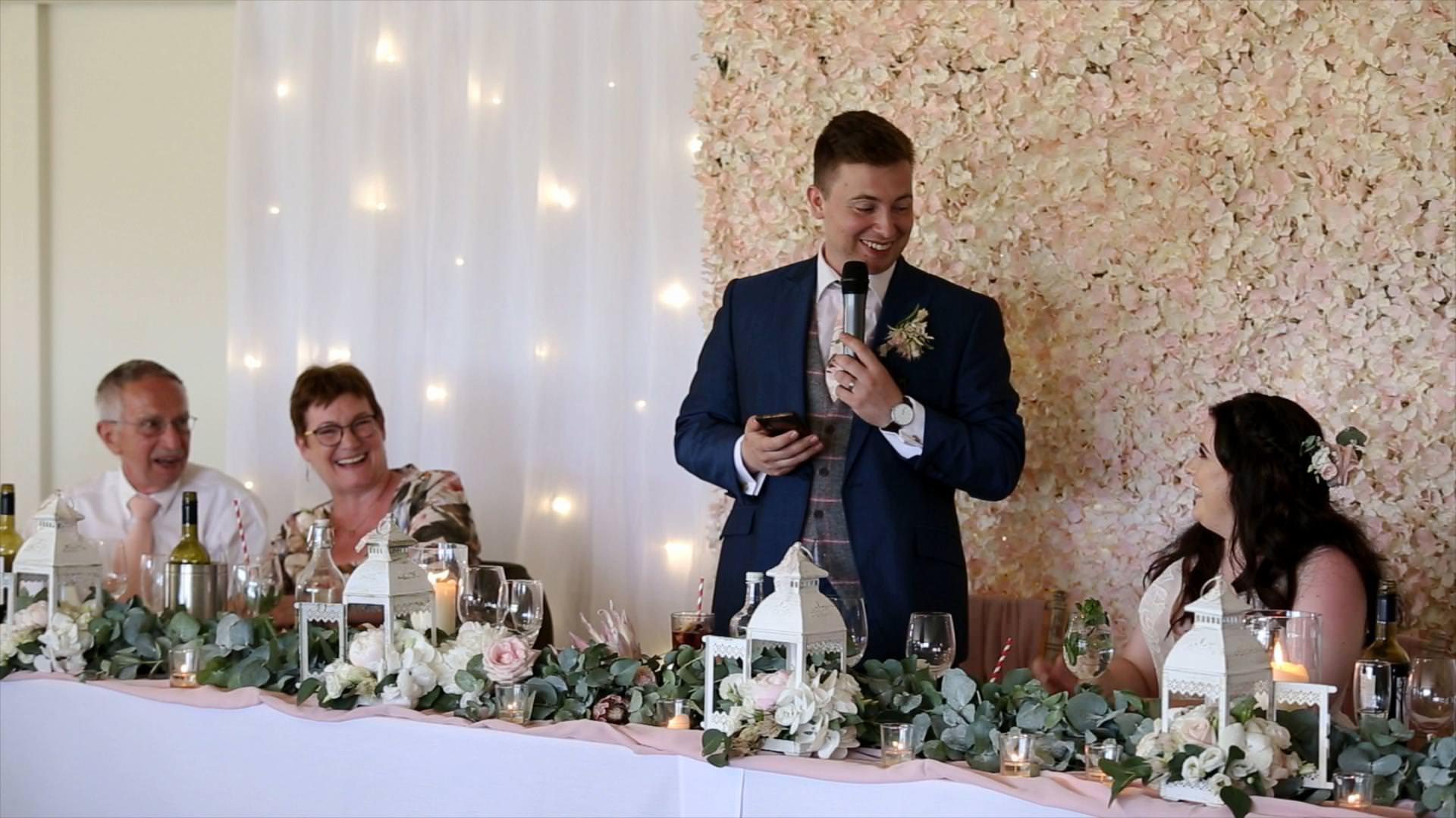 grooms wedding speech at Combermere Abbey