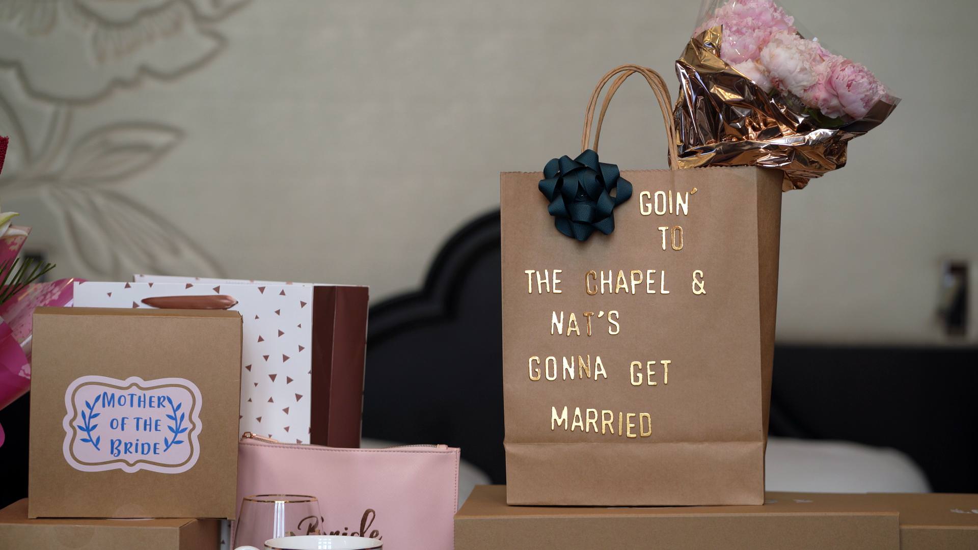 handmade wedding gift bag for bride
