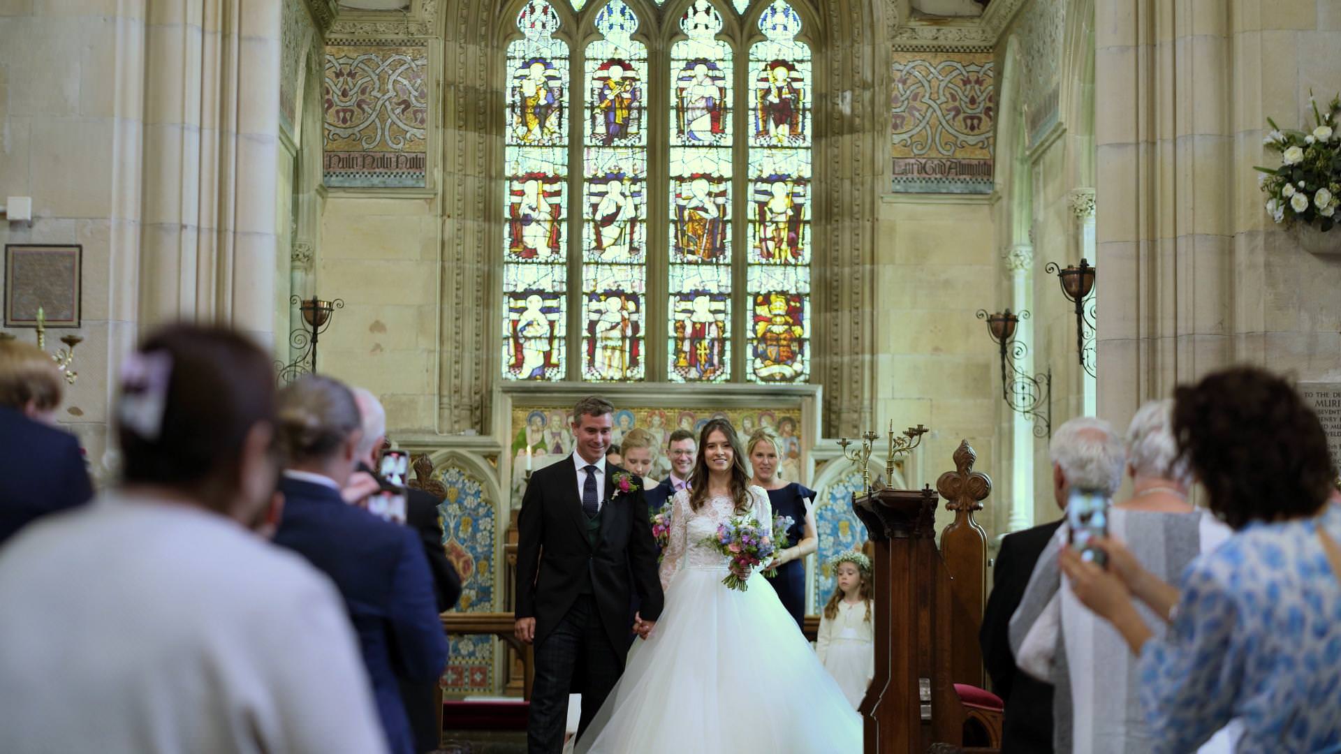 couple leave Osmaston church married