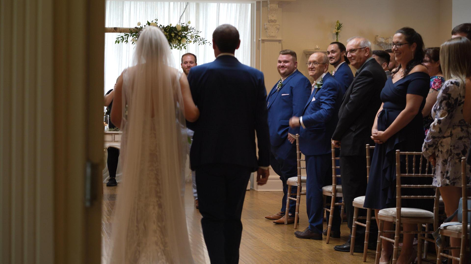 Rebecca and Nathan Ashfield House Wedding 11 video still of first look at Ashfield House ceremony