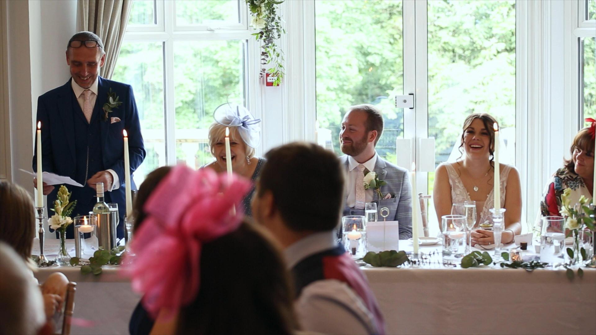 Rebecca and Nathan Ashfield House Wedding 25 father of the bride fun speech at Ashfield House Standish