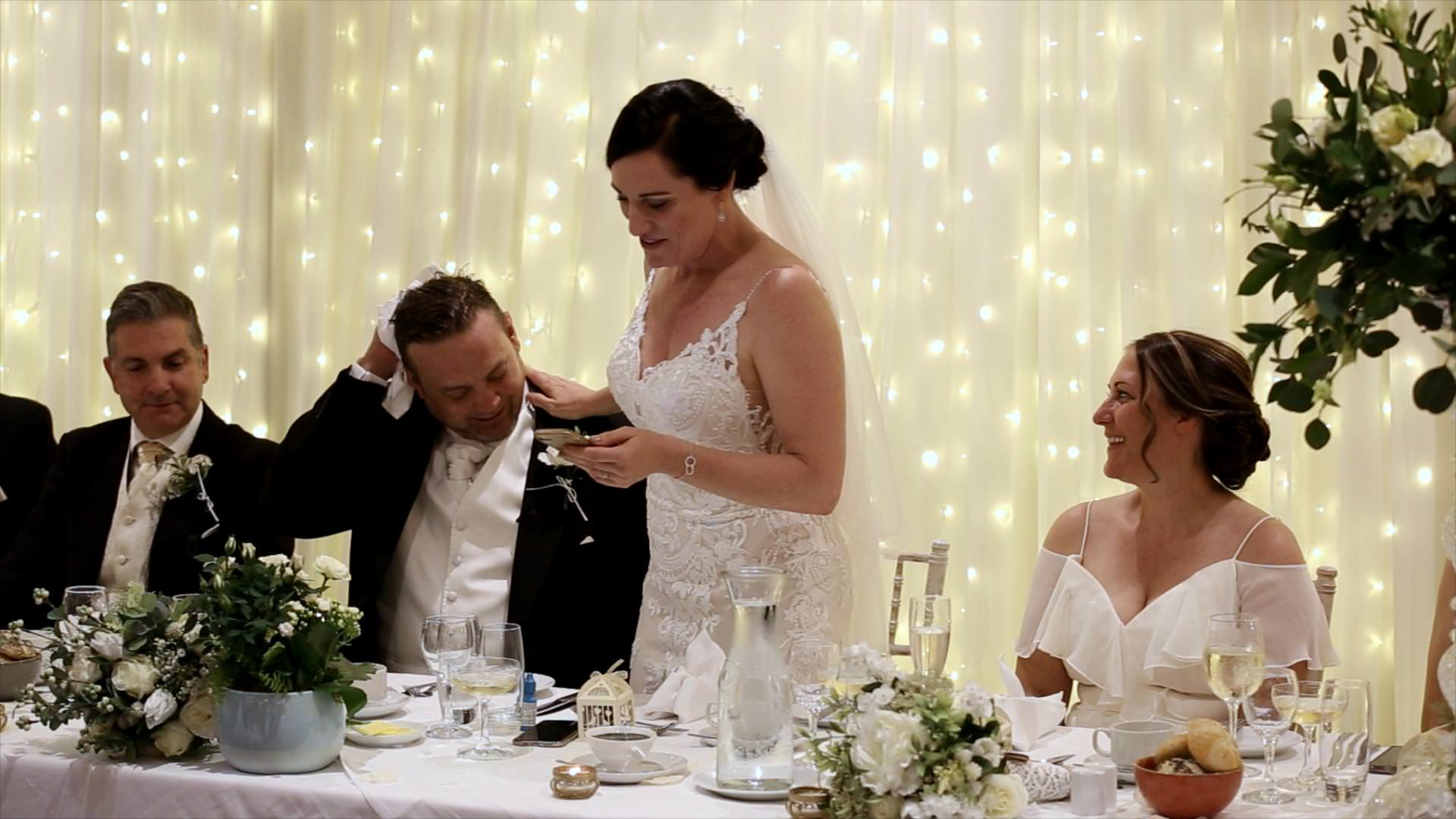 bride stands to give a speech during whitley hall wedding
