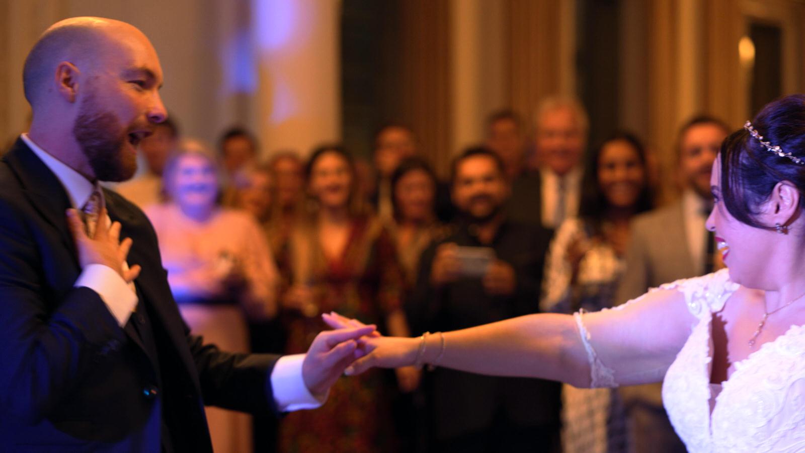 couple have fun during first dance