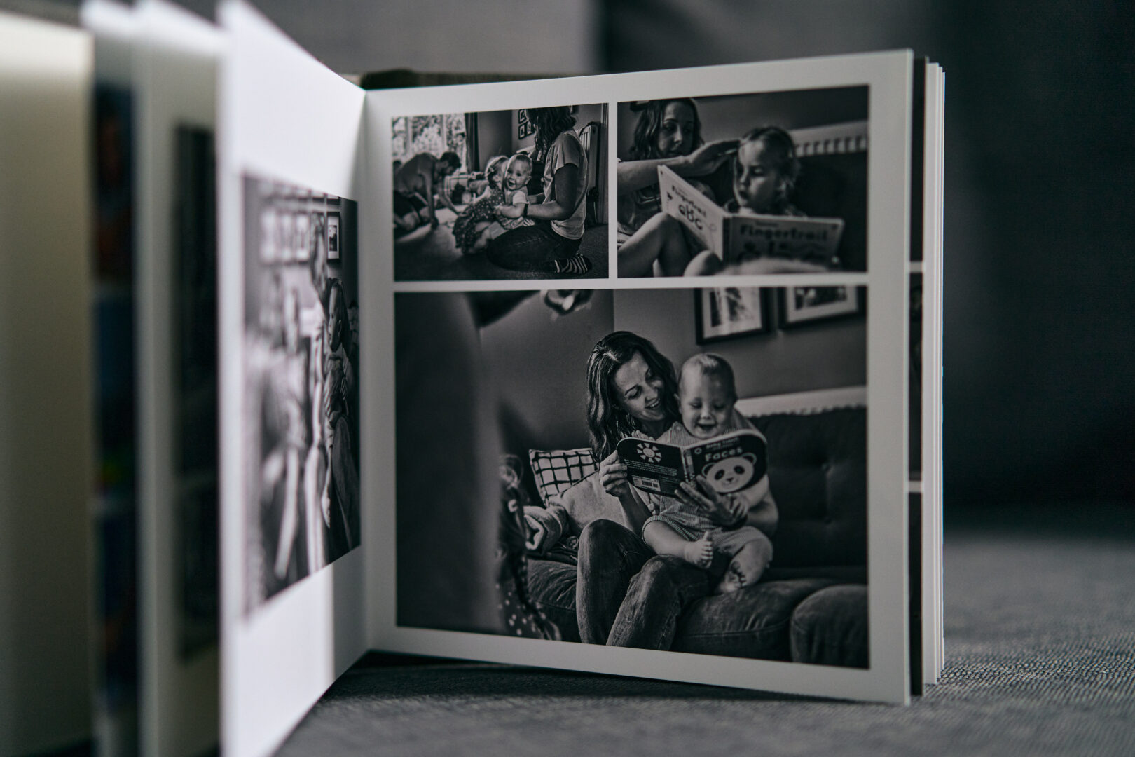 close up of luxury grey leather photo album
