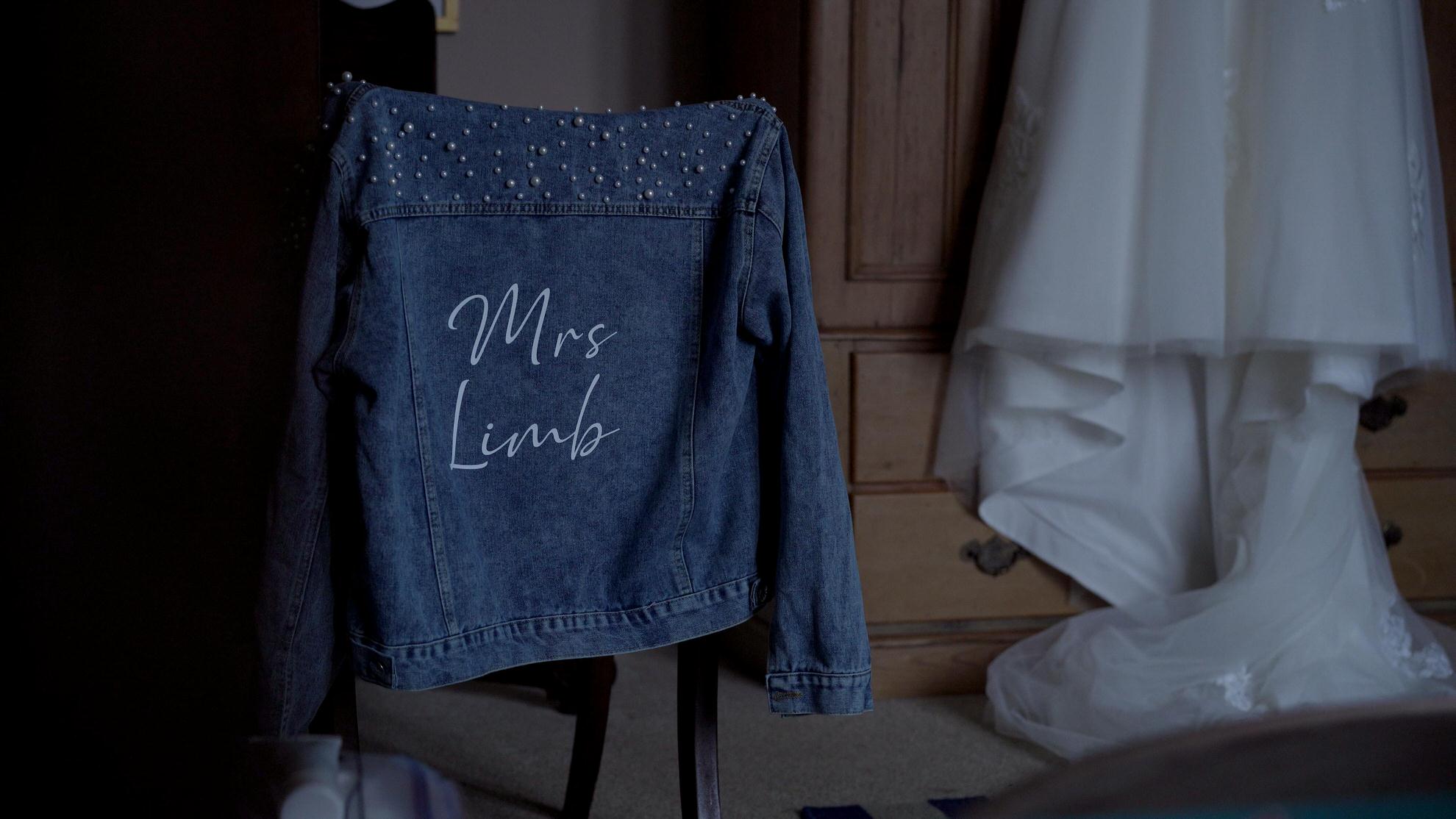a personalised denim jacket for the bride