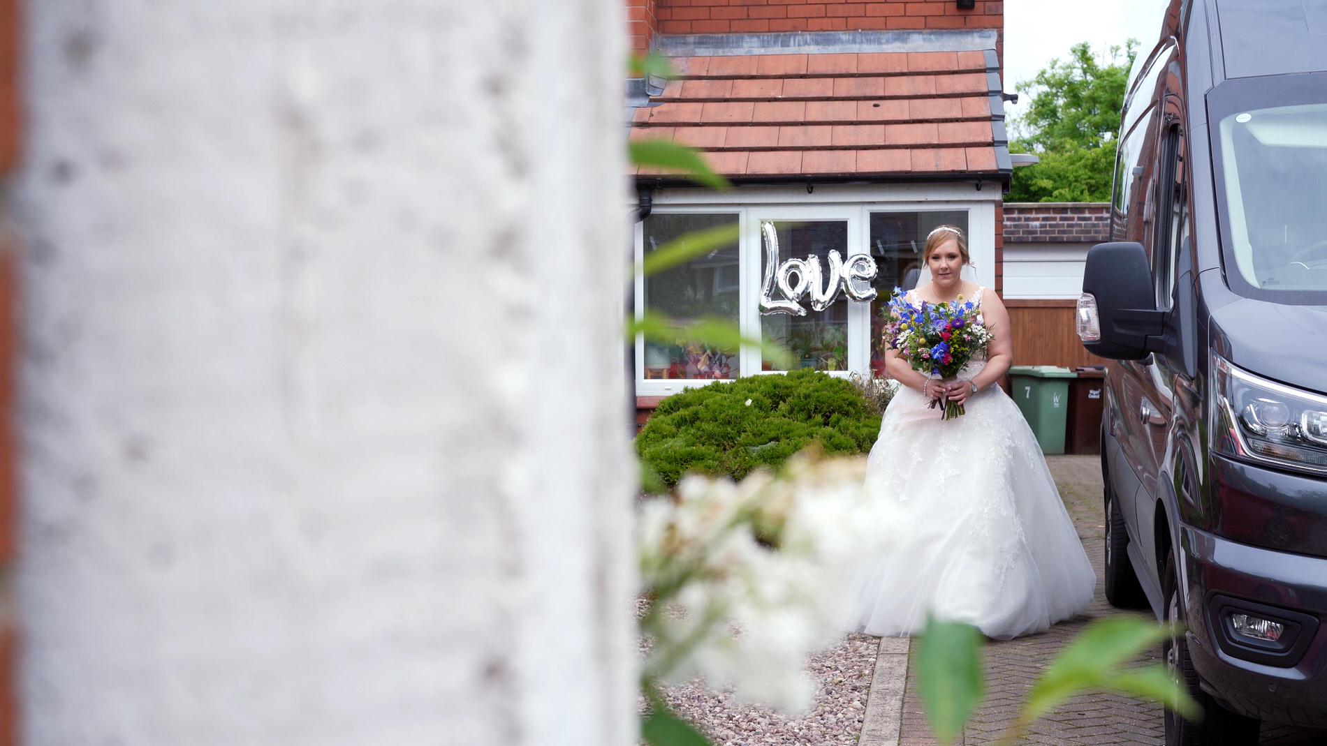 bride leaves her home in shevington