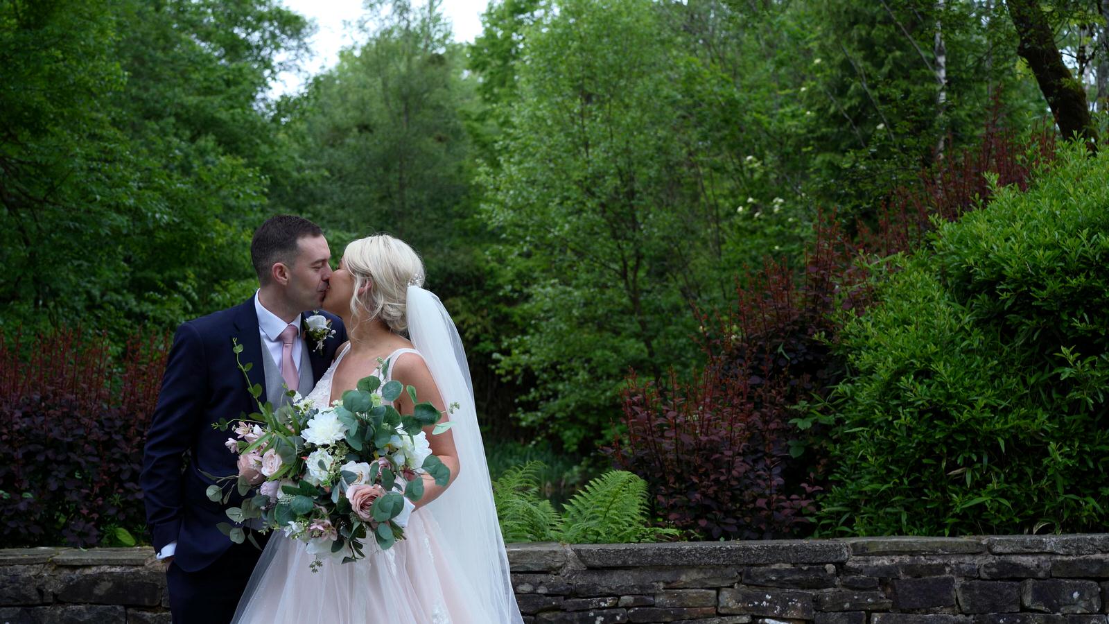natural video of couple in Rivington hall barn gardens