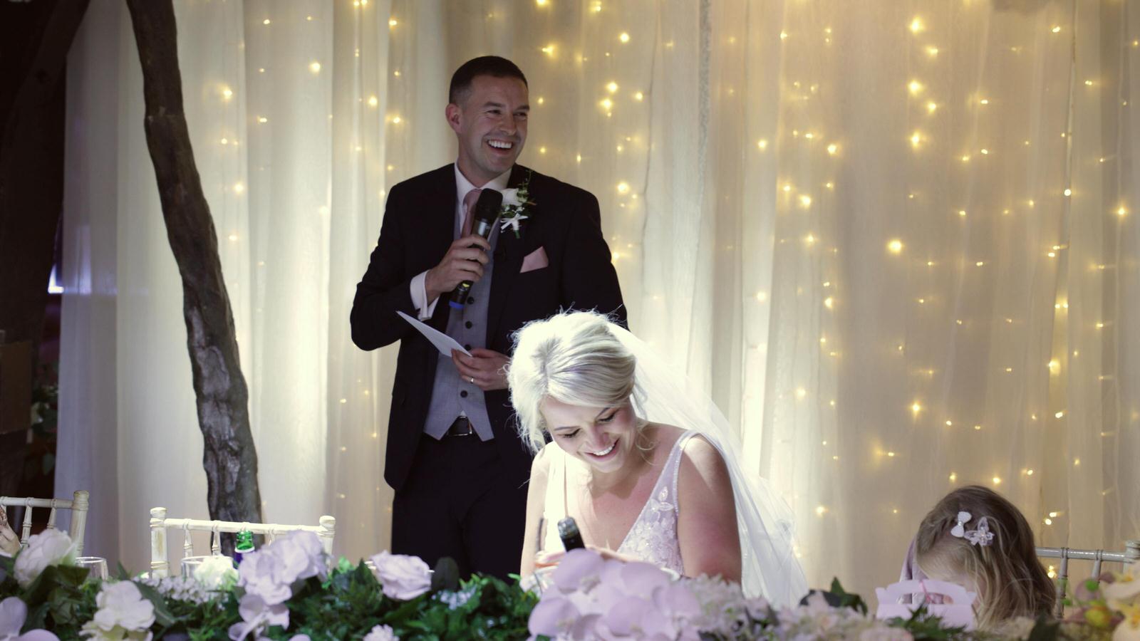 grooms speech at Rivington hall barn