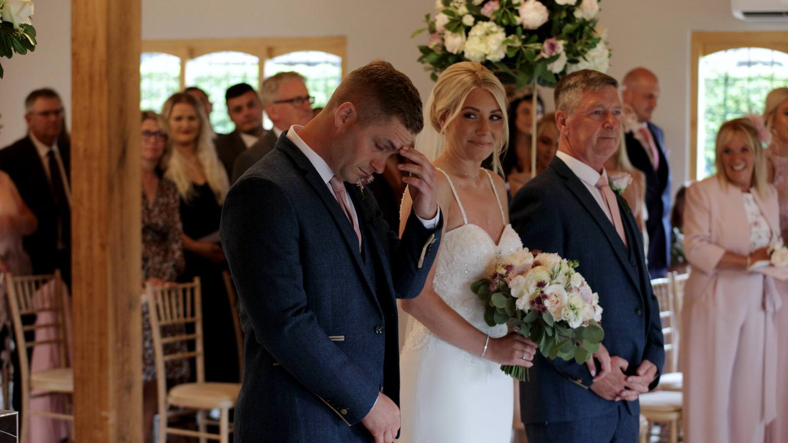 video of emotional groom during wedding ceremony at Merrydale