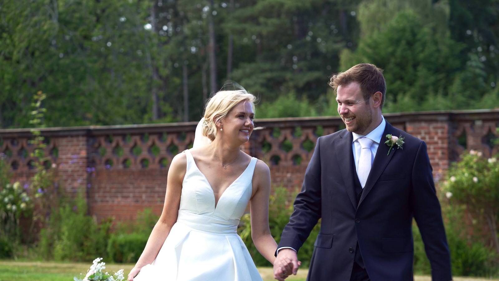 couple filmed whilst walking around Inglewood Manor gardens