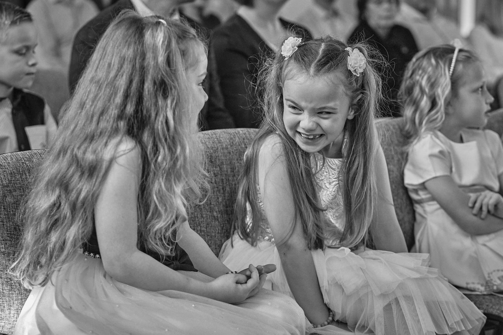 two sisters laugh during naming day ceremony in liverpool