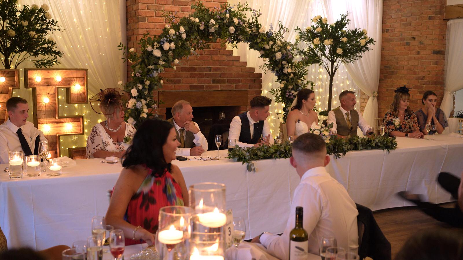 a signing waiter falls over during wedding breakfast at Charnock Farm