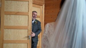 video of Dad seeing bride for the first time at Styal Lodge
