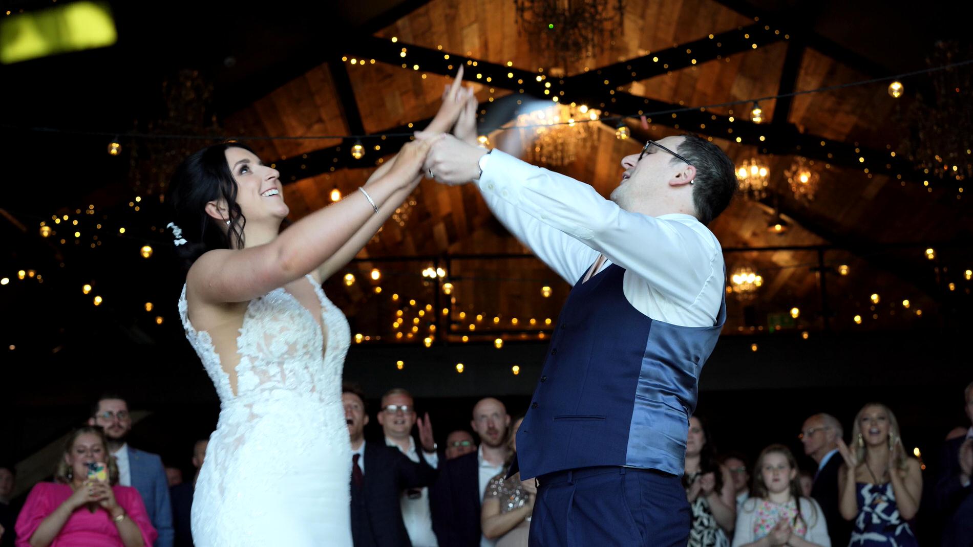 a confetti surprise first dance at Wharfdale Grange in Yorkshire