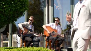 the Mac Bros perform outside Pryors Hayes Golf Club during wedding