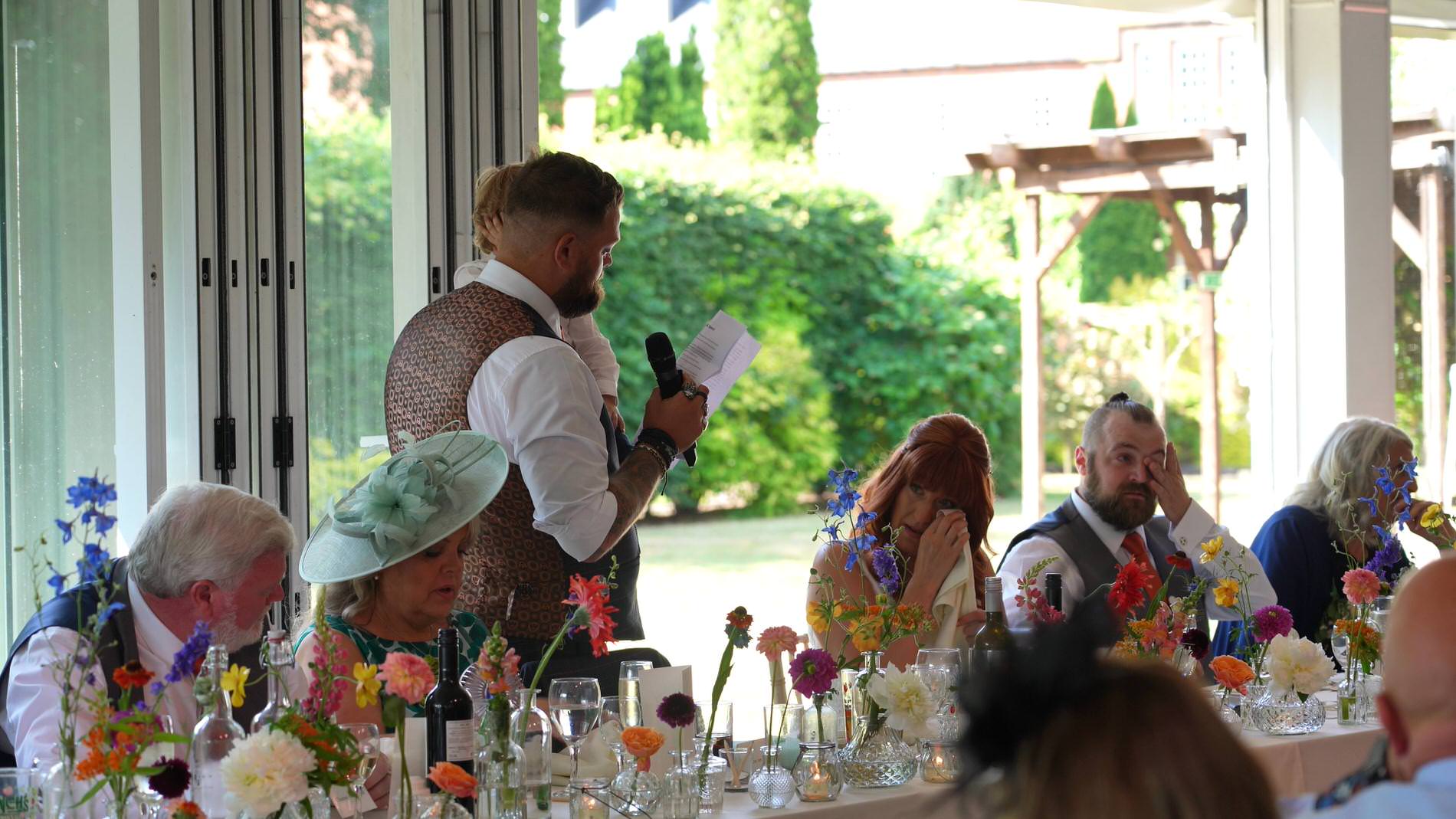 the groom brings the bride to tears during his speech at Nunsmere hall