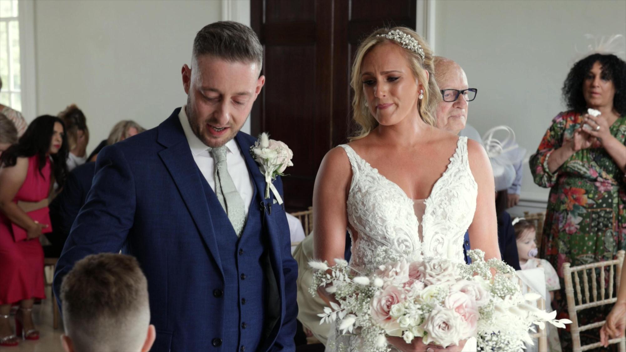 videographer films an emotional wedding ceremony at Stubton Hall Newark