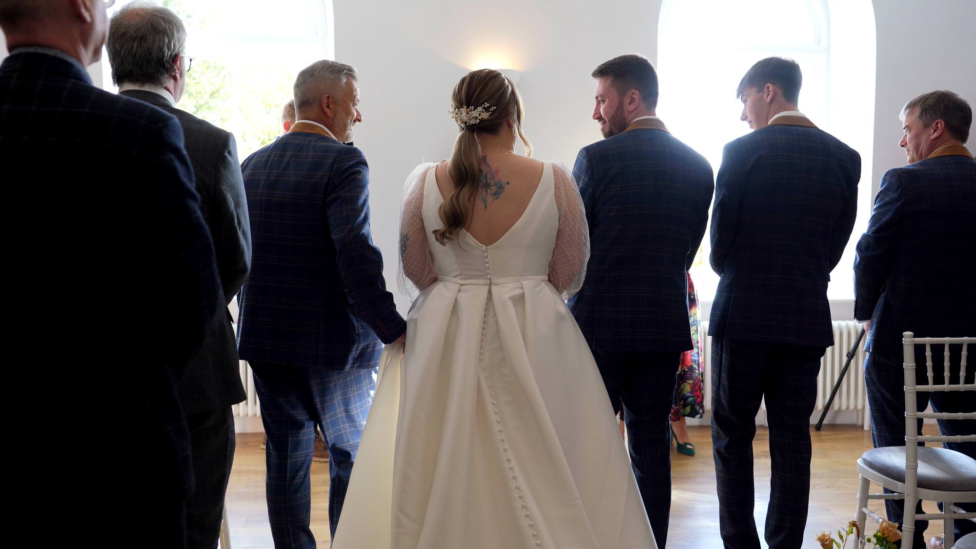 a video still from the back of the ceremony room in Cartmel Old Grammar