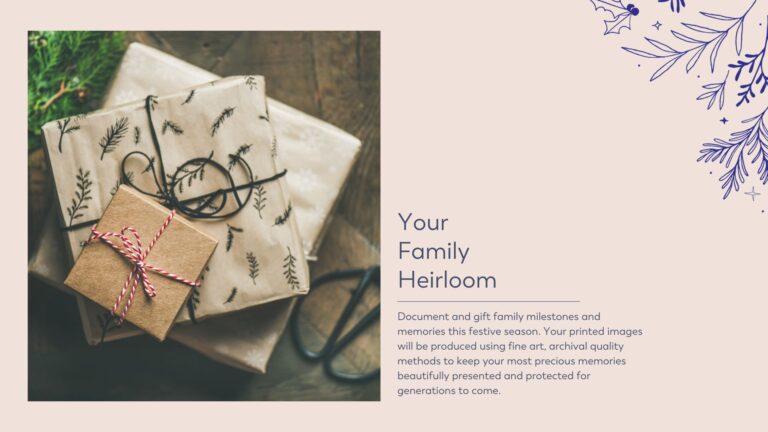 a graphic showing festive photography gift ideas