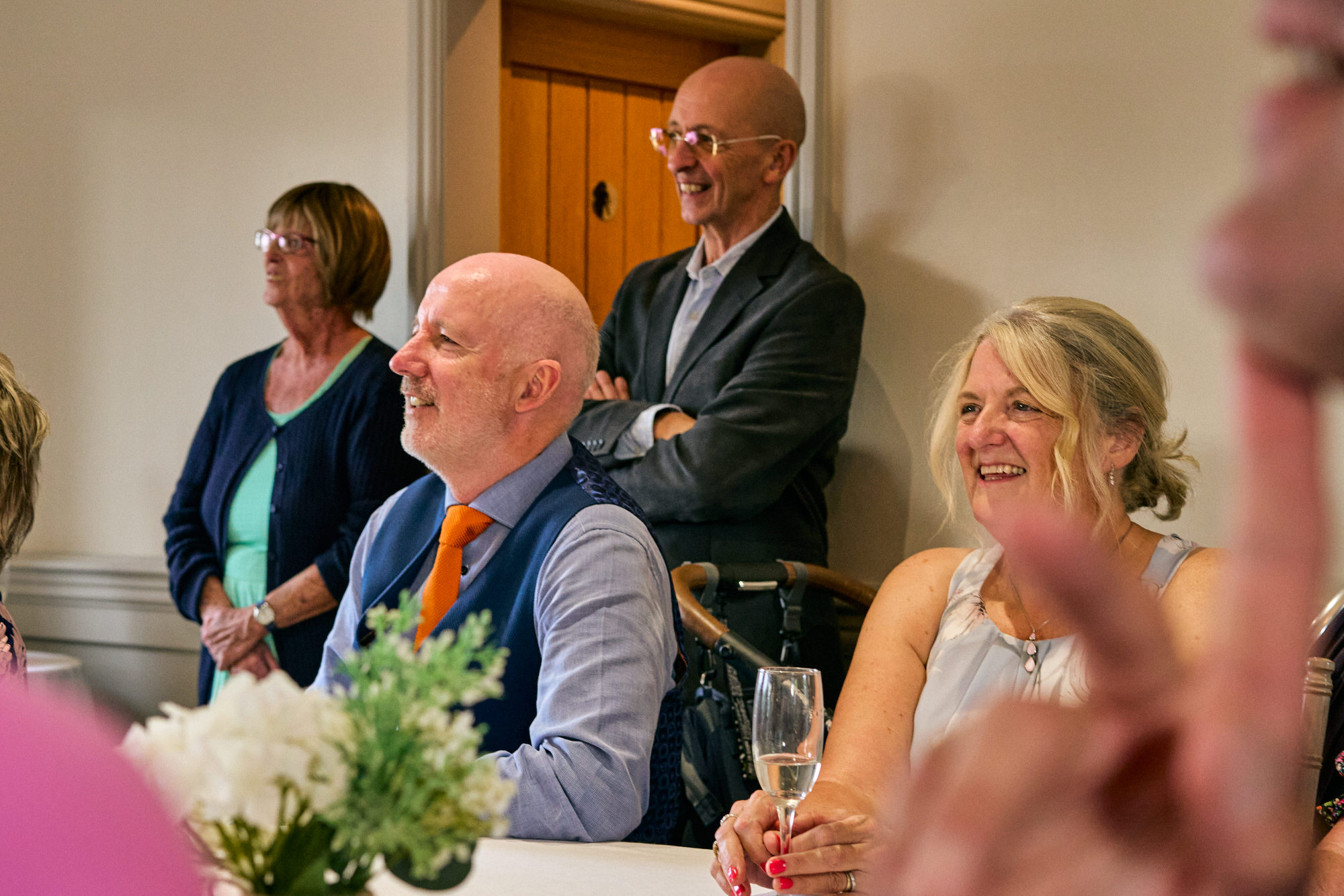 parents laugh along with the speeches at The Aviary Ormskirk