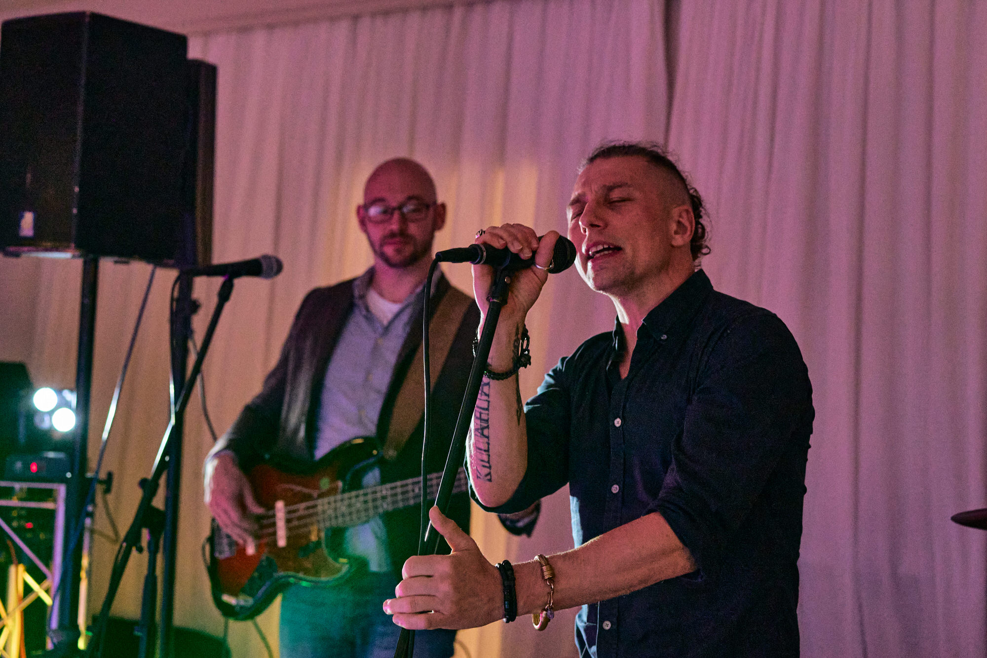the band sings during the evening reception at The Aviary Ormskirk