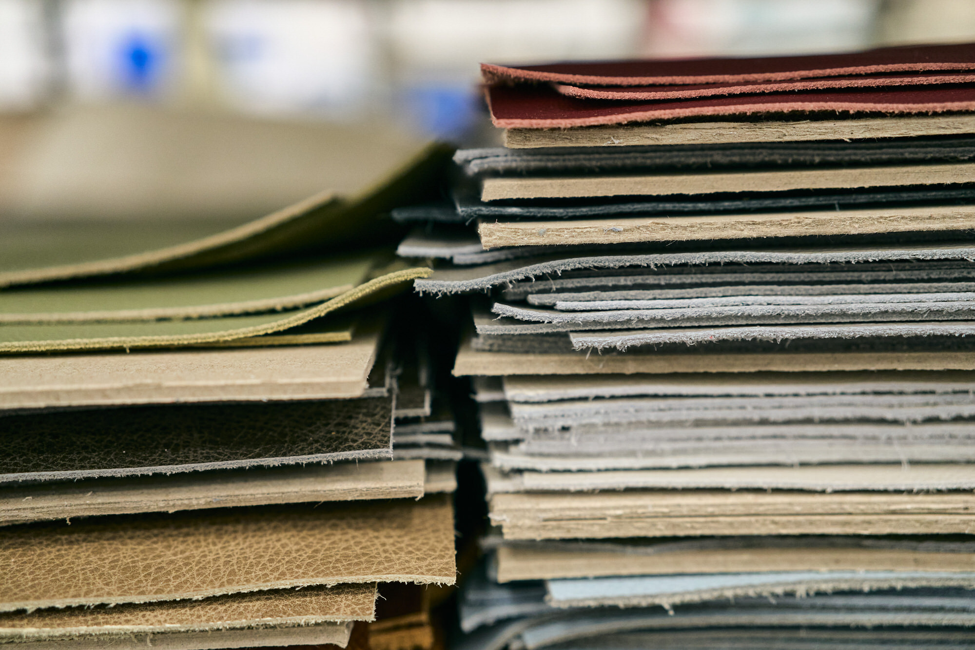 a photo of leather fabric samples for album covers at Folio Albums in Yorkshire