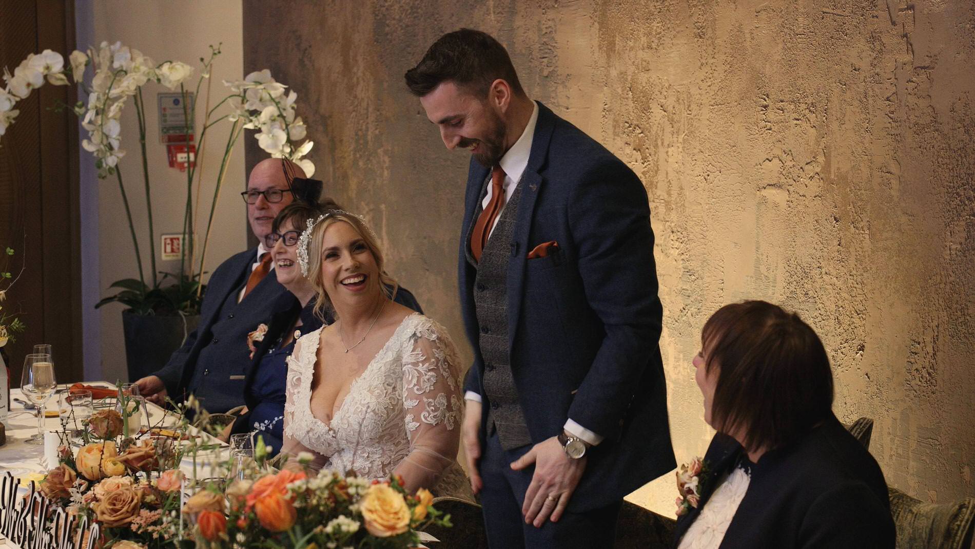 video still of a grooms speech at Manor House Lindley