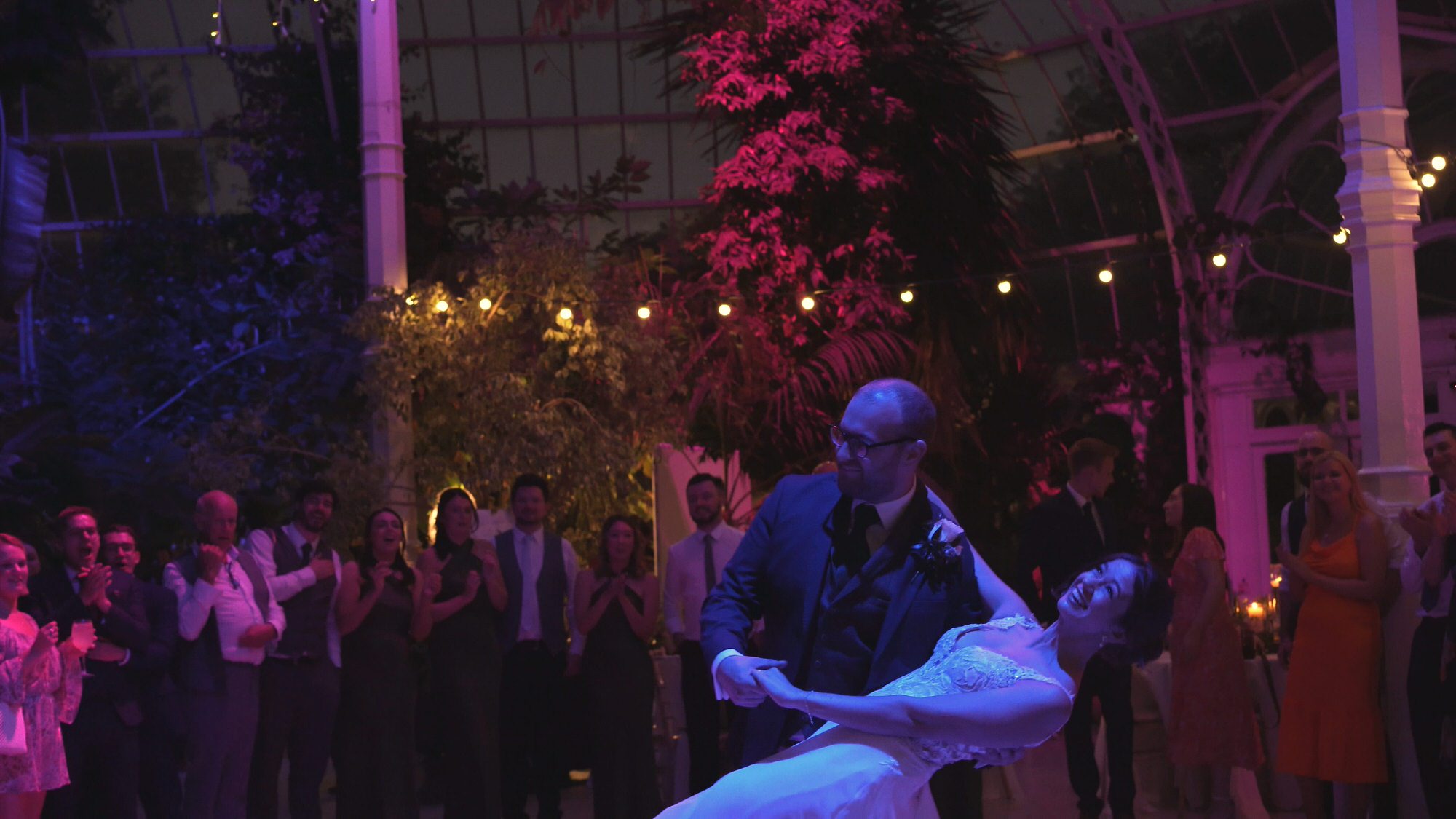 Kirsty and Josh Sefton Palm House Wedding Video 39 a dramatic and fun finish to the first dance captured on video
