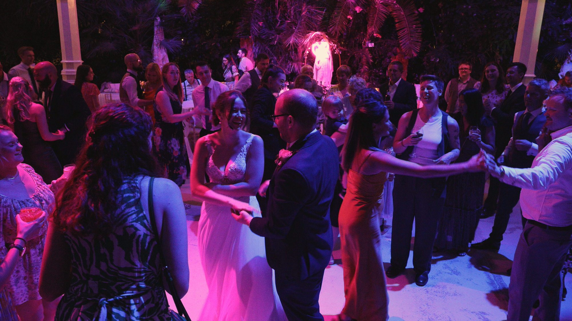 Kirsty and Josh Sefton Palm House Wedding Video 40 guests dance with the couple during wedding at Sefton Park Palm House Liverpool