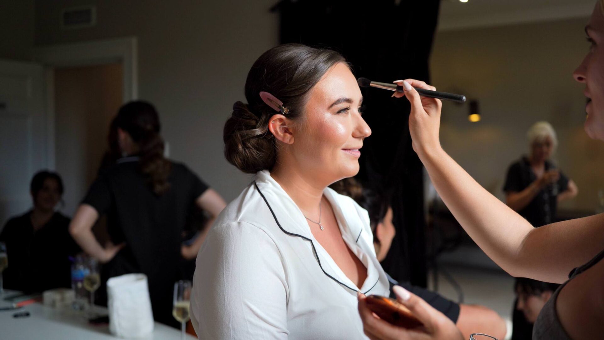 bride having her makeup applied at Rudding Park Harrogate
