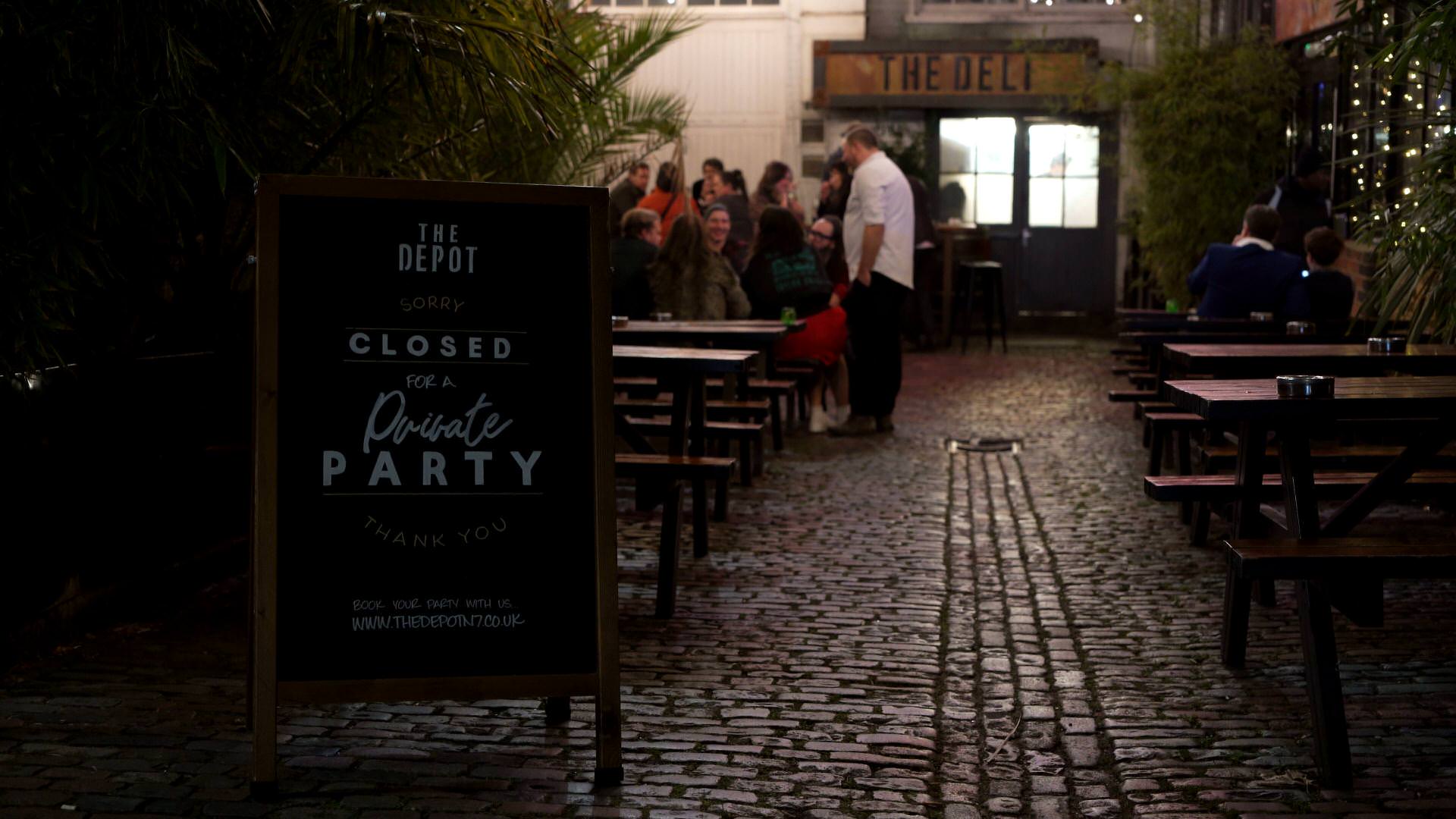 a closing shot of the sign outside The Depot N7