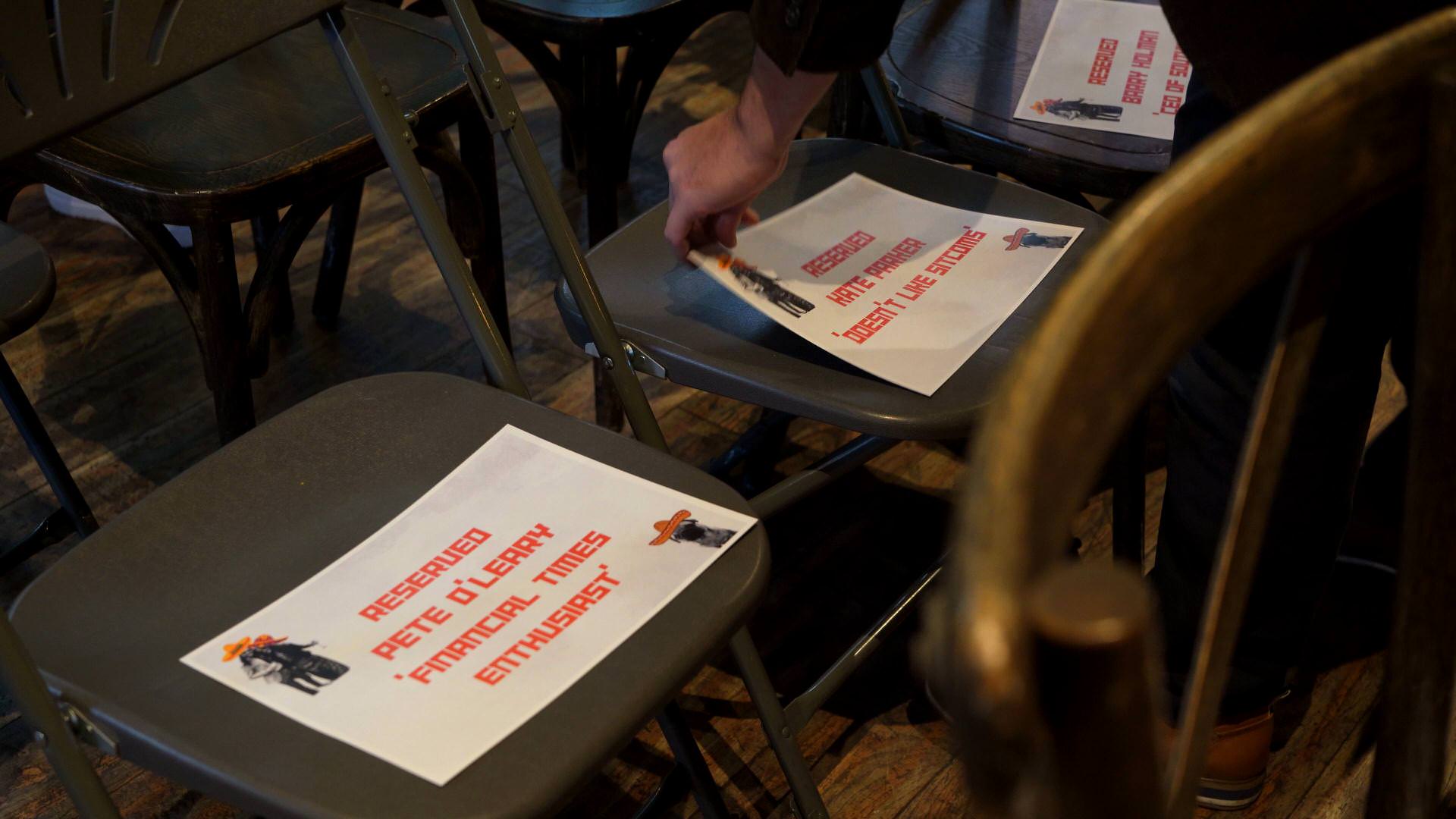 fun place setting cards for guests during the wedding ceremony