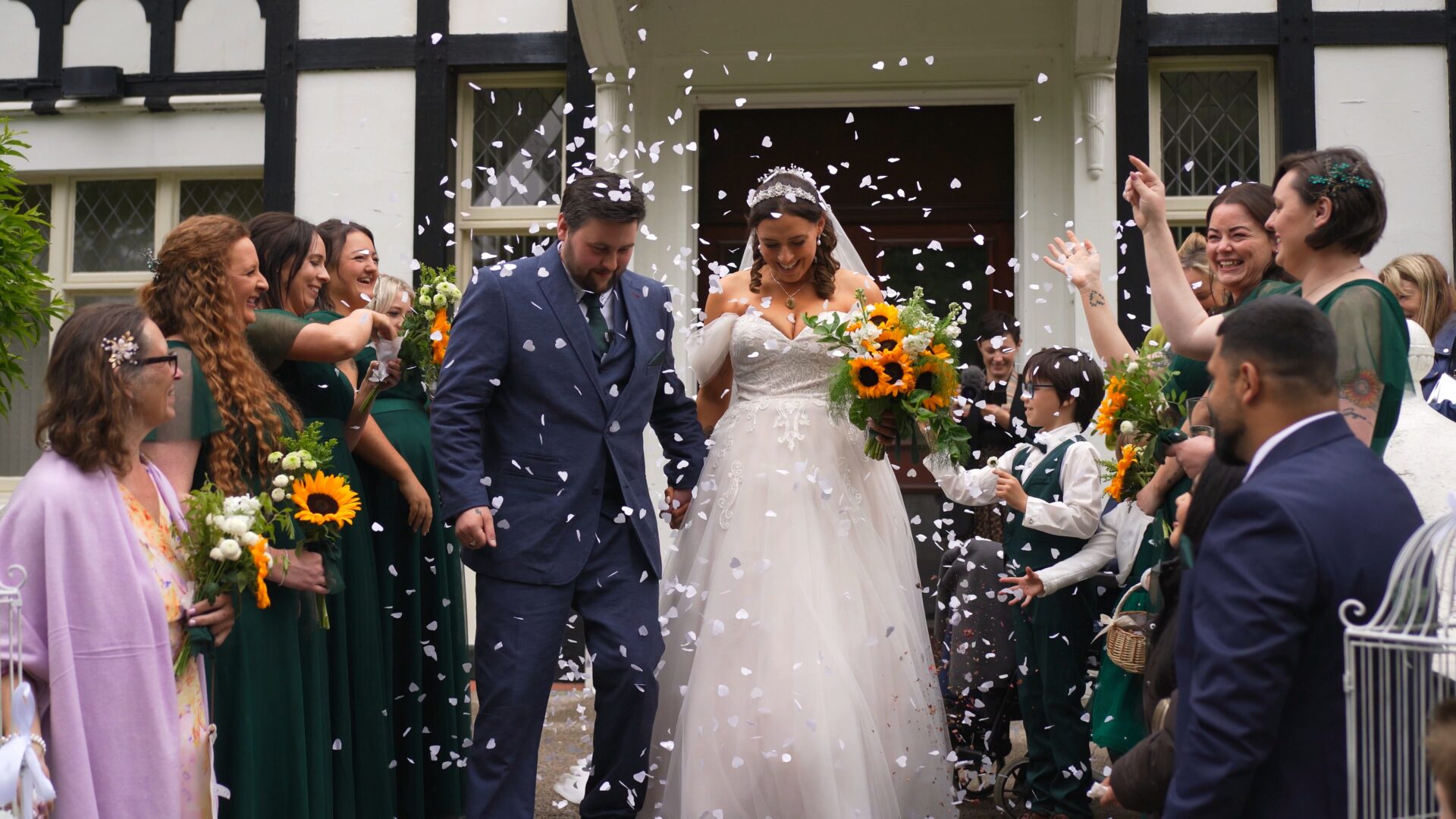 a fun confetti shot with flutter darlings confetti outside Wyre Civic Centre