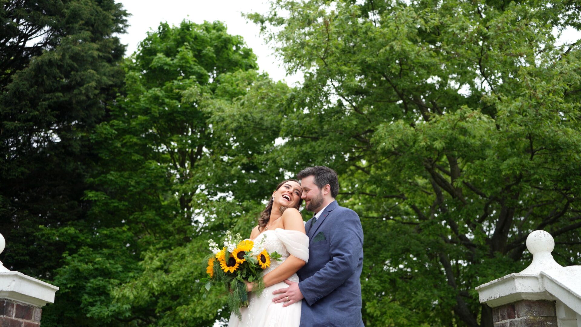 a fun moment of the couple laughing after their wedding ceremony at Wyre Civic Centre Lancashire
