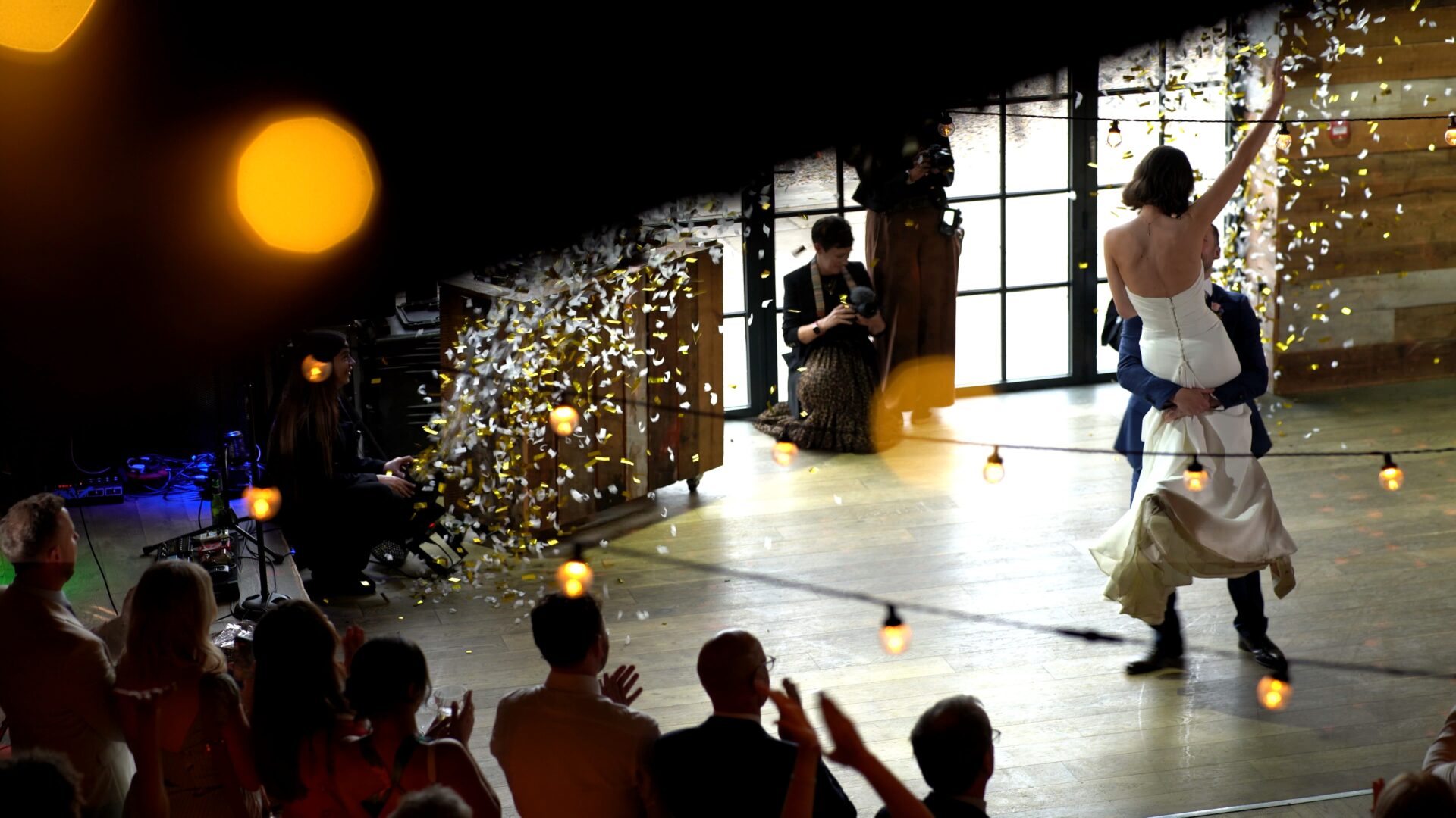 a unique view of the first dance from the balcony at Wharfedale Grange