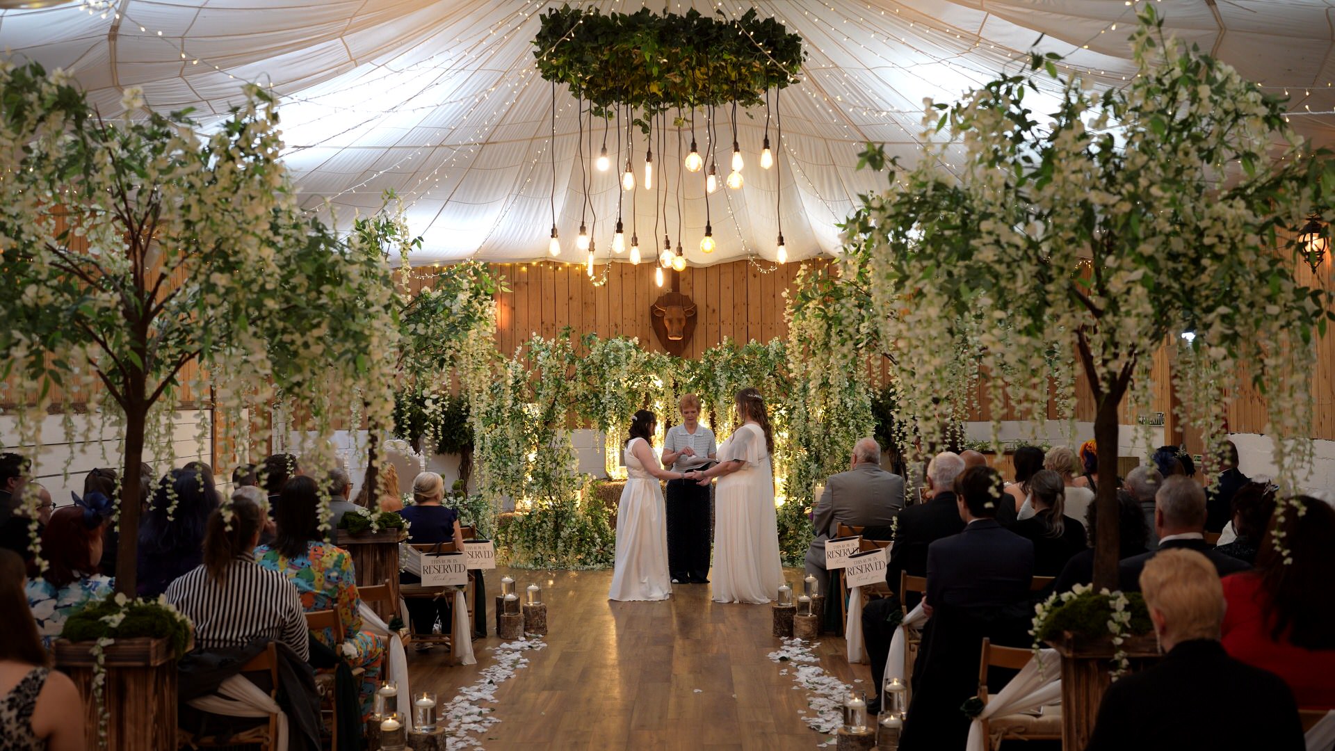 a wide shot of the ceremony at the wellbeing farm in Bolton Lancashire