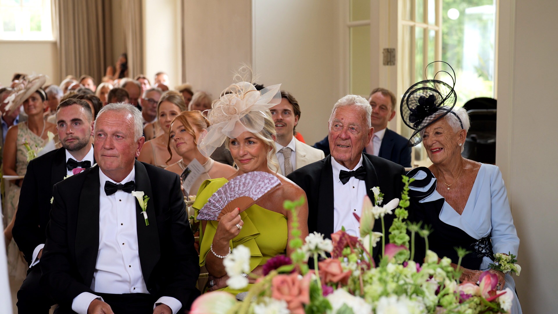 family reactions during the wedding vows at Iscoyd Park