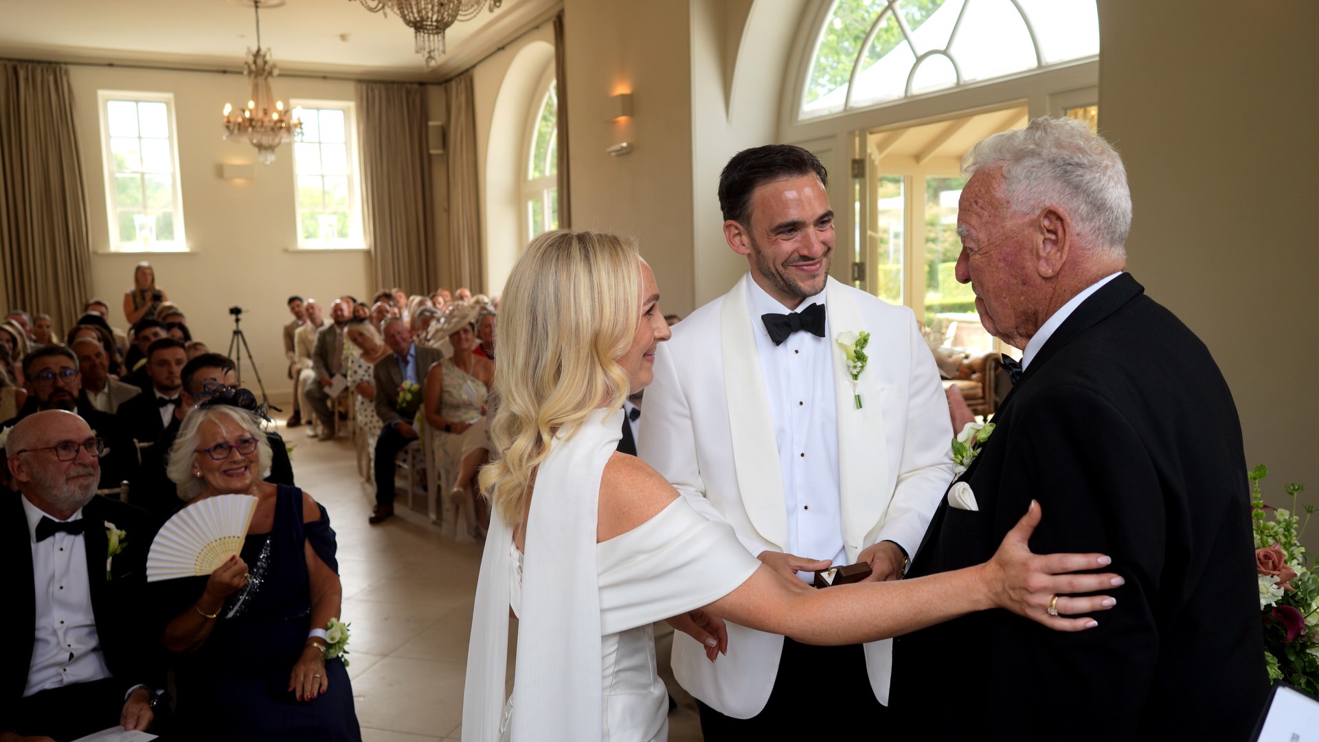 a surprise grandad ring bearer caught on camera getting emotional during wedding ceremony at Iscoyd Park
