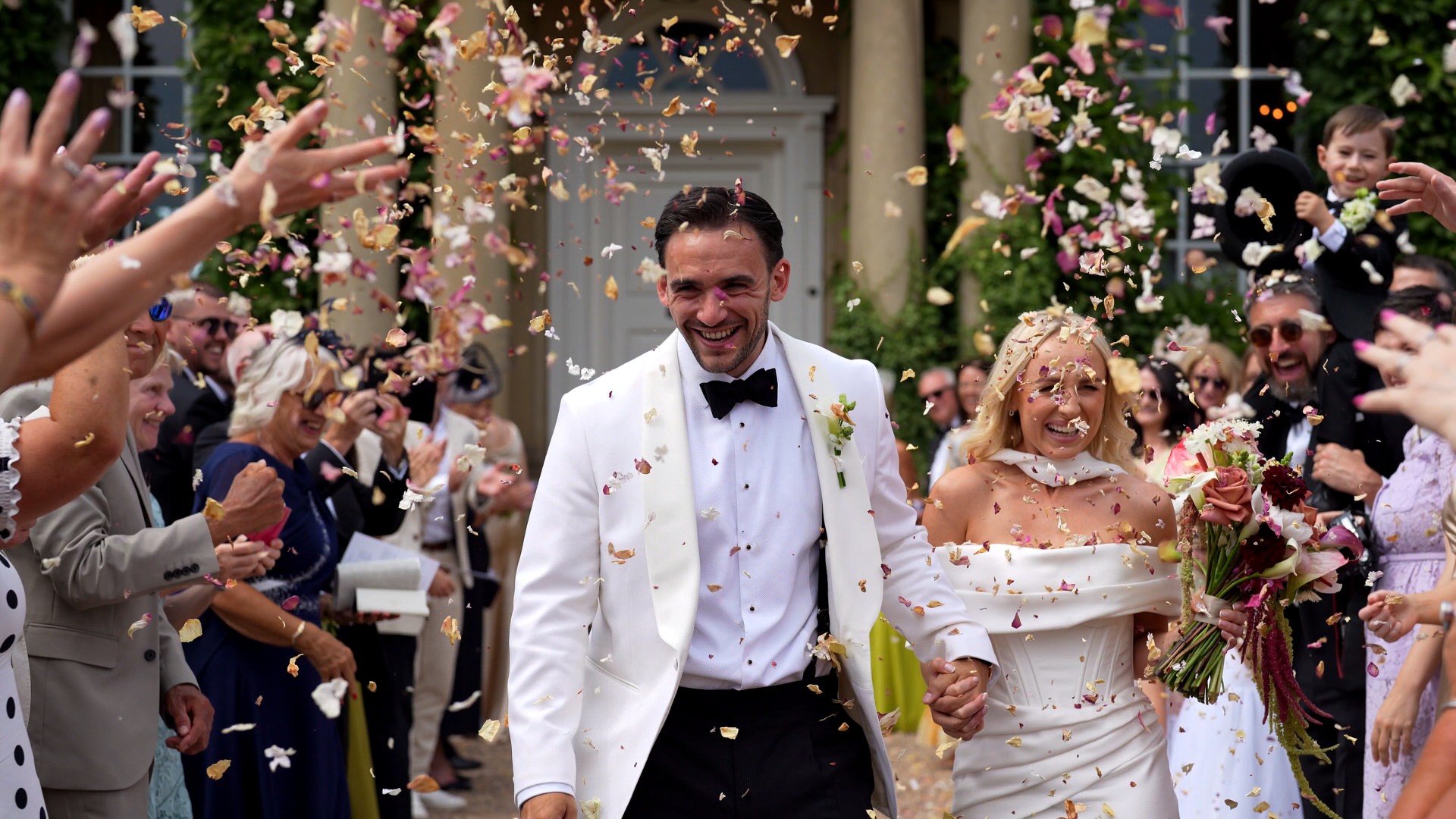close up of wedding confetti outside Iscoyd Park